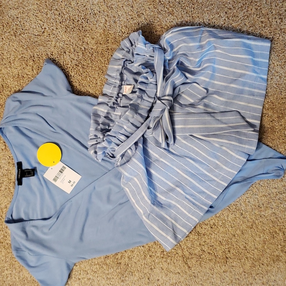 2 pc bundle Blue Bodysuit NWT & Shorts